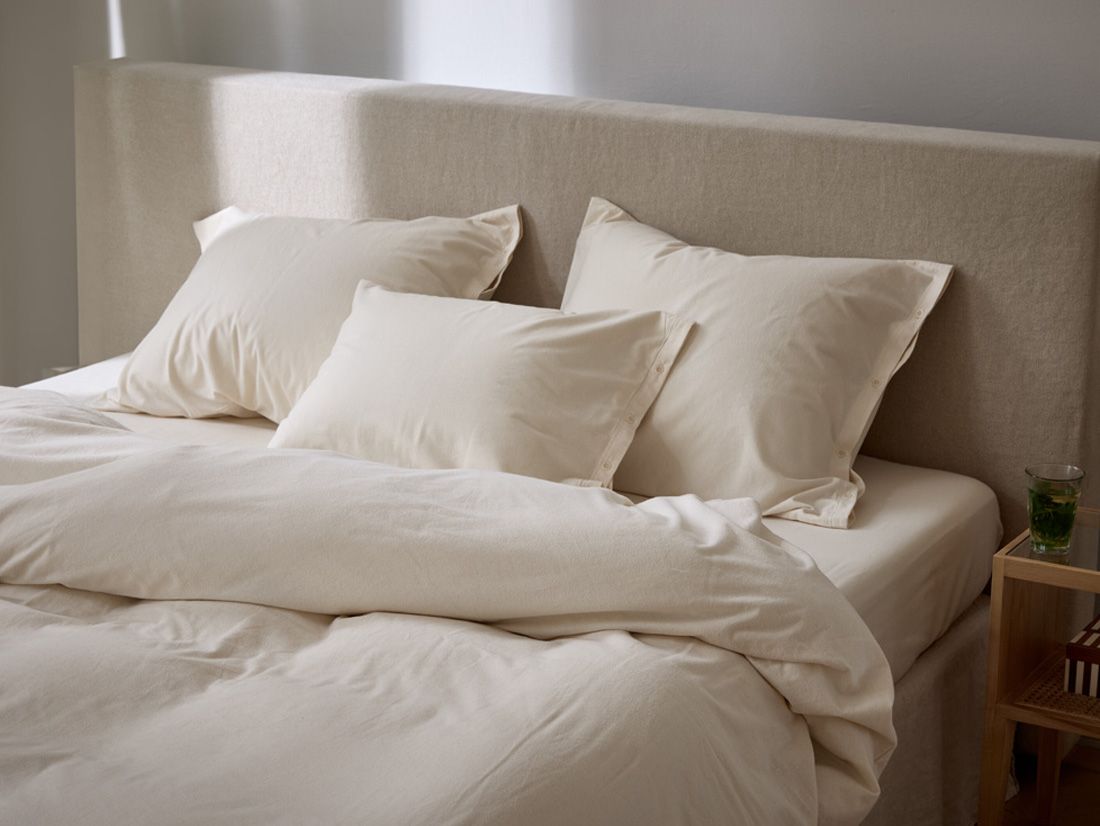 Dekbedovertrek flanel natural