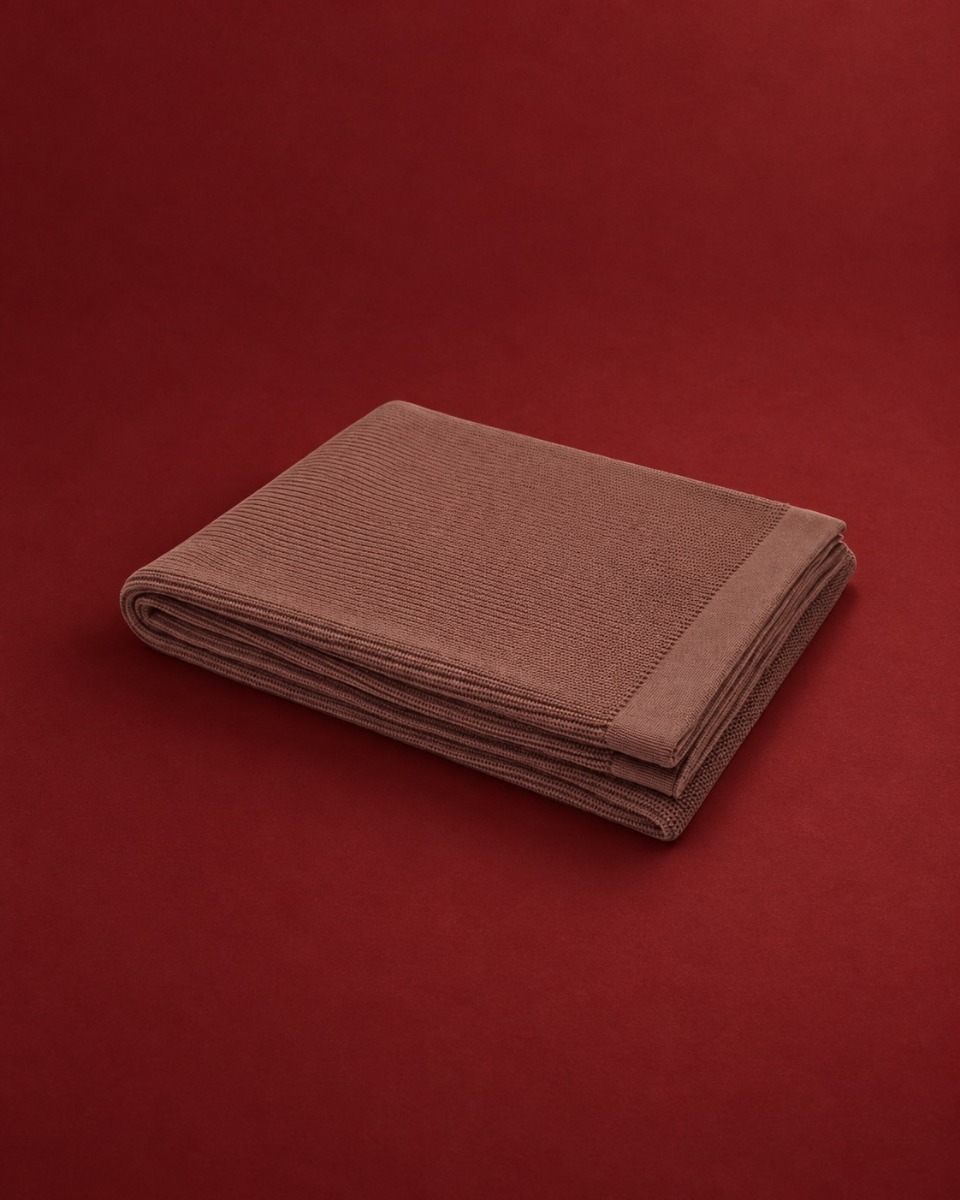 Deken katoen rib cocoa brown